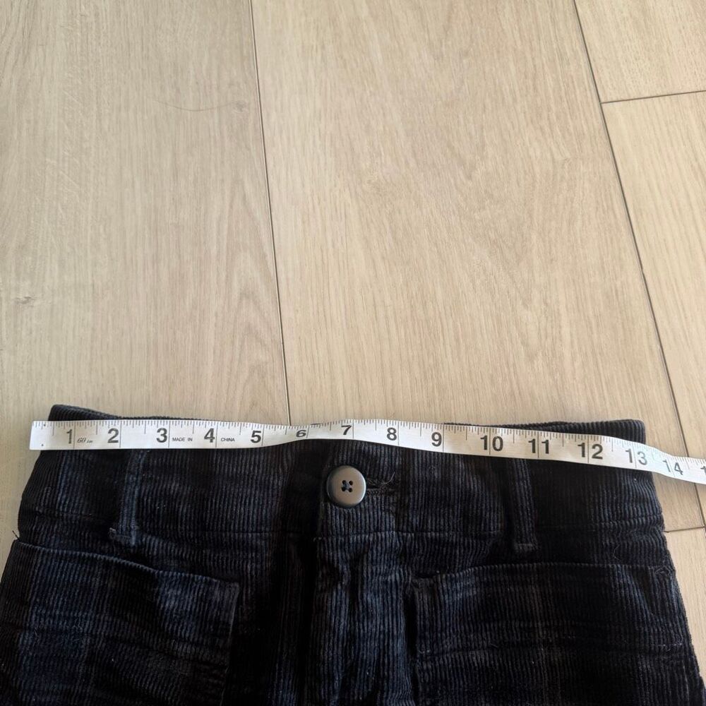 Maeve The Colette Cropped Wide-Leg Pants Plaid Corduroy Edition Black Size 27P - Picture 6 of 10